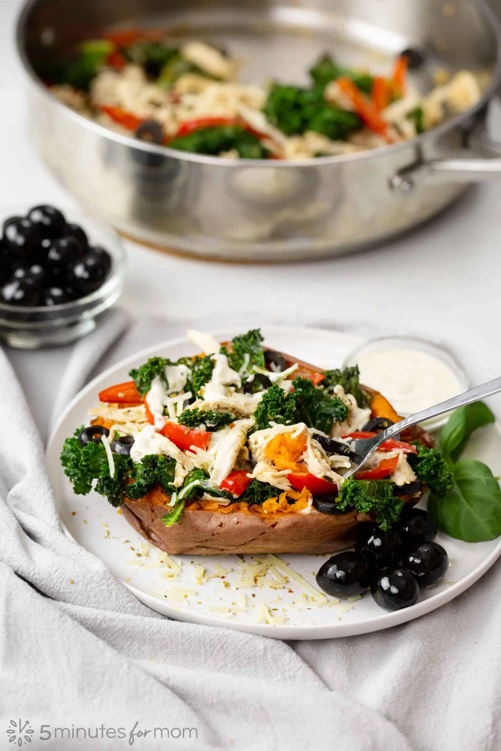 Stuffed Sweet Potatoes with Chicken and Olives