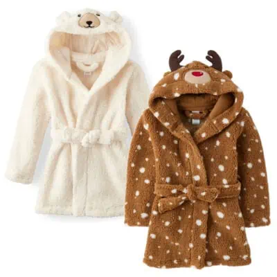 Two cute hooded bath robes that are great Christmas gifts for kids