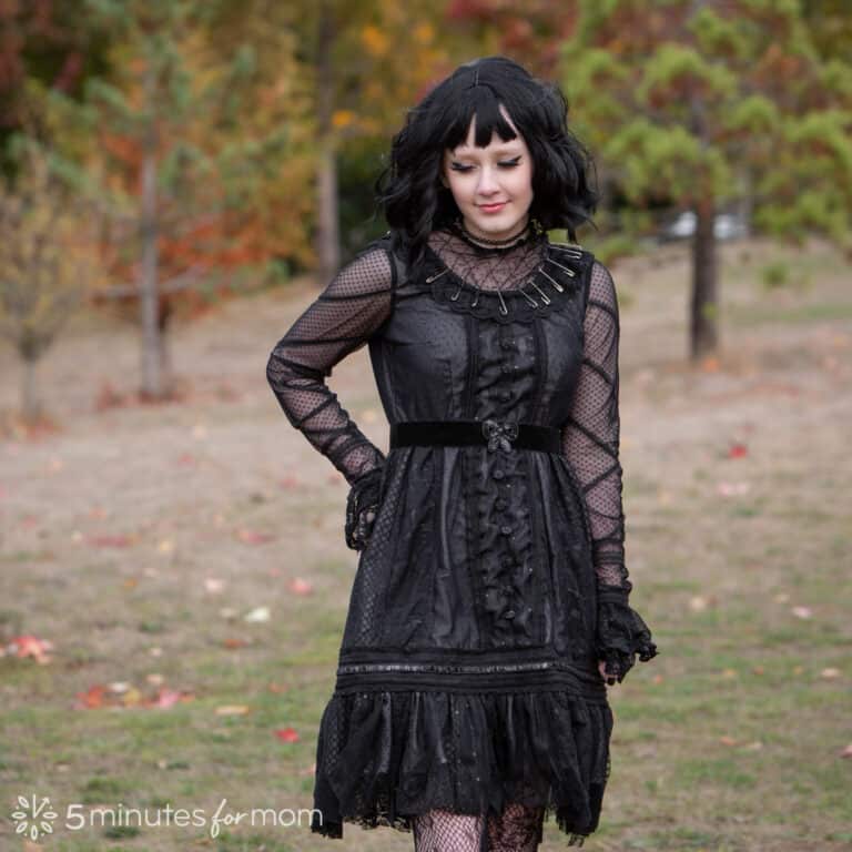 Teenage girl in Lydia Deetz Cosplay Costume