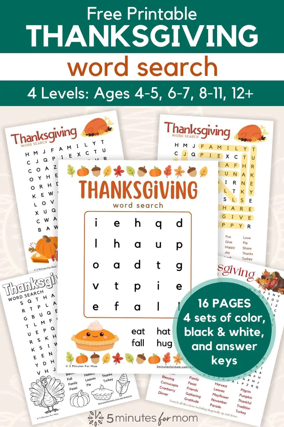 Free Printable Thanksgiving Word Search For Kids