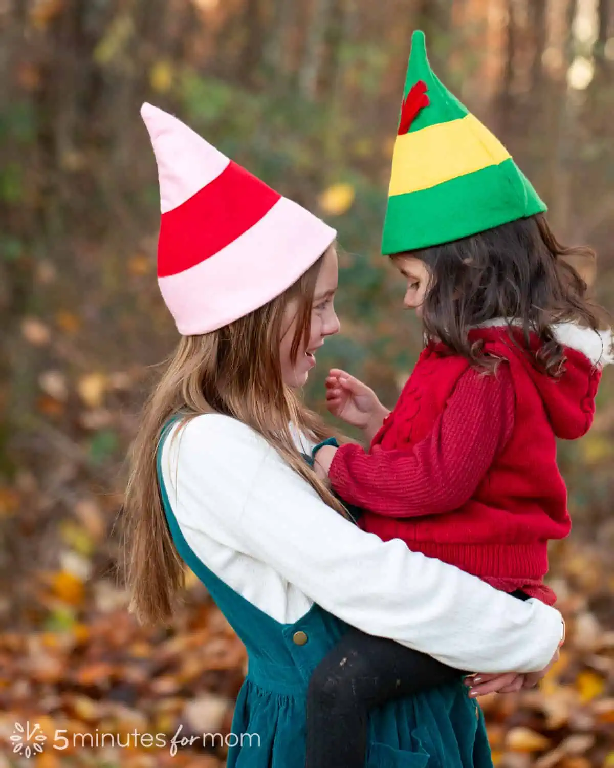 children wearing DIY Felt Elf Hats