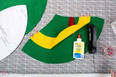 for no-sew DIY elf hat use glue and stapler