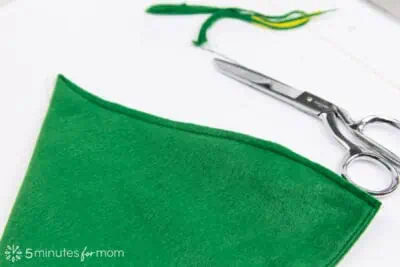 trim the seam allowance on the back seam on elf hat to reduce bulk