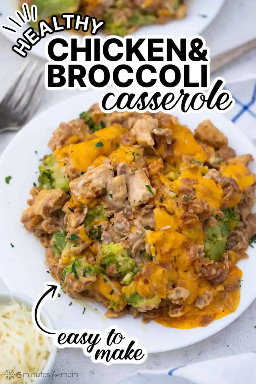 Plate full of a healthy chicken and broccoli casserole