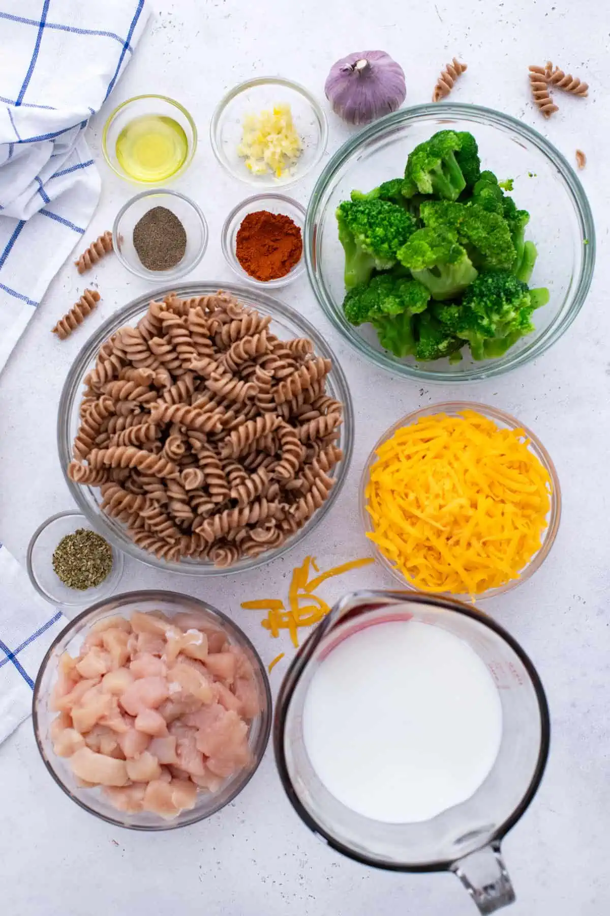 Raw ingredients in glass dishes